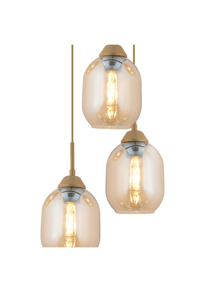 Hierro 3 Lü Yuvarlak Eskitme Modern Salon Avize Gold