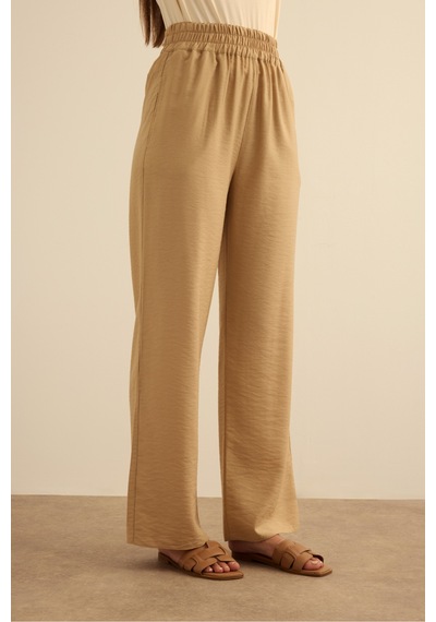 Aker Beli Lastikli Viscon Pantolon Etek Camel Camel
