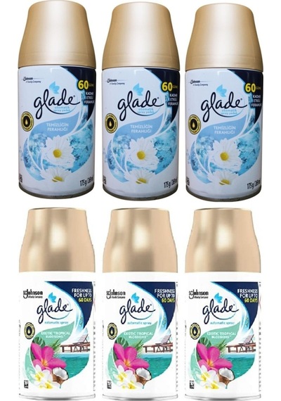Glade Temizliğin Ferahlığı Yedek Sprey 3 x 269 ML + Tropikal Floral Yedek Sprey 3 x 269 ML