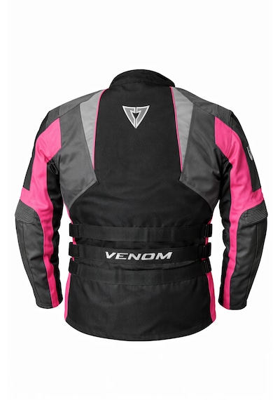 Venom Tourex Gri Siyah Pembe Su Geçirmez Kadın Motosiklet Montu Kalıplar Dardır