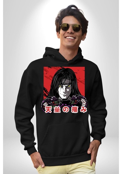 Orochimaru Anime Kadın Erkek Siyah Kapüşonlu Sweatshirt Hoodie Siyah