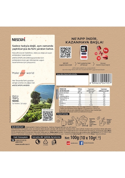 Nescafe 2si1 Arada Sütlü Köpüklü 10 10x10g Öğütülmüş