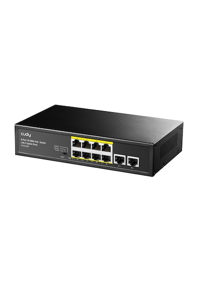 Cudy FS1010P 8 Port 10/100mbps 120W Poe+ 2 Uplink Portlu Vlan Cctv Rack Mount Metal Switch