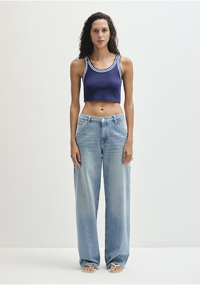 Mavi - Biye Detaylı Lacivert Crop Atlet 1613435-70495 Lacivert