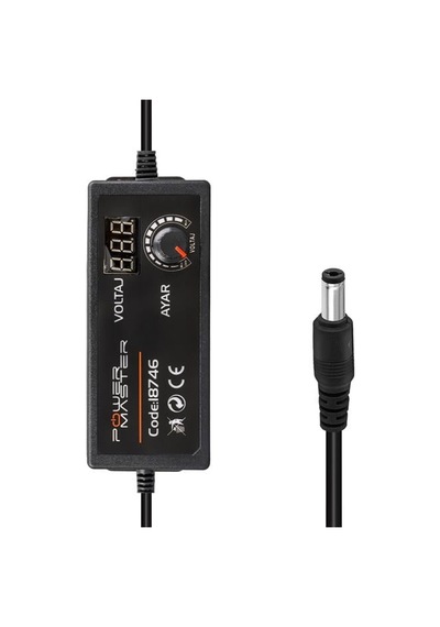 Pm-18746 Dijital Ekranlı 12 Volt - 24 Volt / 5 Amper Çok Uçlu Ayarlı Kademeli Adaptör