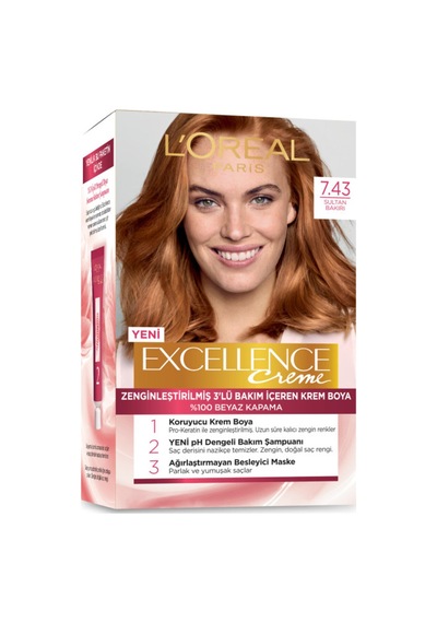 3 Adet L'oréal Paris Excellence Creme Saç Boyası - 7.43 Sultan Bakırı