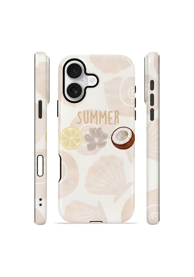 Apple iPhone Uyumlu 16 Vorian Çift Katmanlı Kılıf Coconut Summer Notes