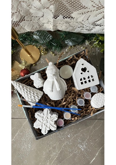 Yılbaşı Özel Premium Boyama Kutusu Taş Tozu 6 Lı Set Casa Di Duck