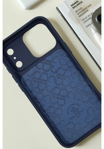 Santa Barbara Polo Racquet Club Apple Uyumlu iPhone 17 Pro Kılıf 3boyutlu Pu Deri Boris İçi Süet Kapak Lacivert