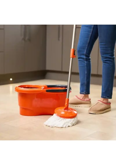 Macro Max Focus Otomatik Temizlik Seti, Pedalsız Döner Sıkmalı 360 Başlıklı Mikrofiber Paspas