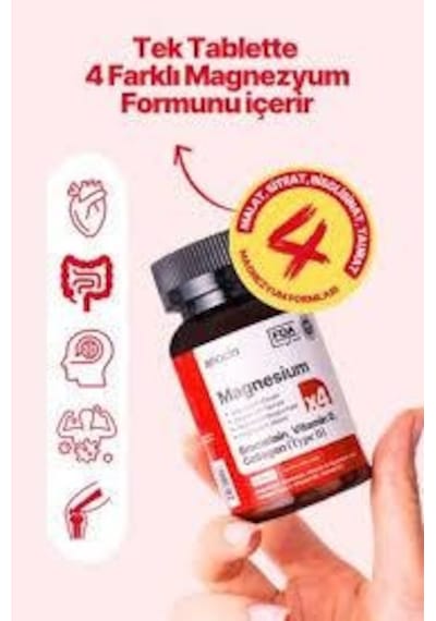 Anocin Magnezyum X4 Complex Citratetaurate Bisglycinate Malate Bromelain Hyaluronik Asit D+ B12 + B6 30 Tablet