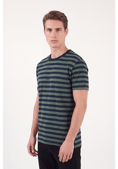 Buratti Çizgili Pamuklu Relaxed Fit Bisiklet Yaka T Shirt Erkek T Shirt 5904078 Nefti-lacivert