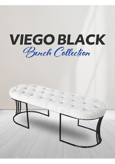 Viego Siyah Bench Puf Beyaz