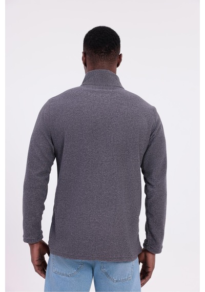 Freemen Erkek Fit Dik Yaka Yarım Fermuarlı Sweatshirt Polar Mor