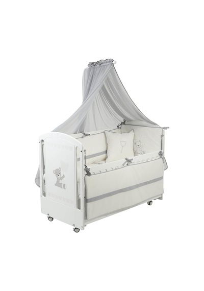 Meltem Kids Sweet Bear Anne Yanı Ahşap Sallanır Beşik 60x120 Cm Beyaz-bear Beyaz