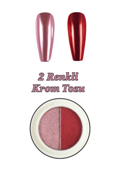 Krom Tozu 2 Renk Nail Art Ayna Tozu İnci Tozu Kullanımı Kolay 7-1