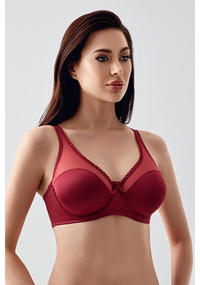 New Bra Kadın C Kap Balenli Tül Detaylı Toparlayıcı Sütyen Bordo 2304 Bordo
