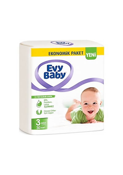 Evy Baby Bebek Bezi 3 Beden 5-9 Kg Midi 150 Adet Mega 3 Numara