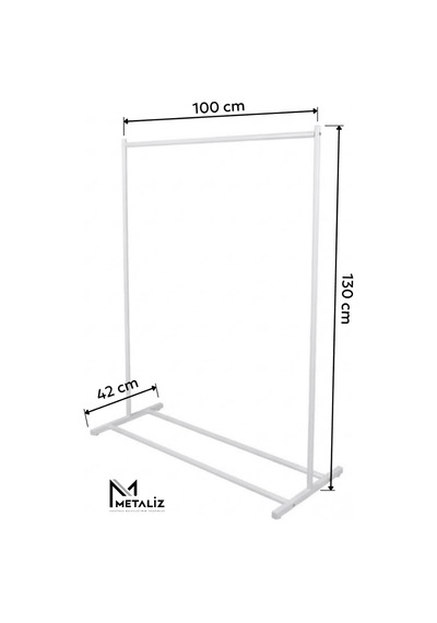 Beyaz Metal Konfeksiyon Askısı - Minimalist Elbise Askılığı - Butik Tipi Askı Beyaz