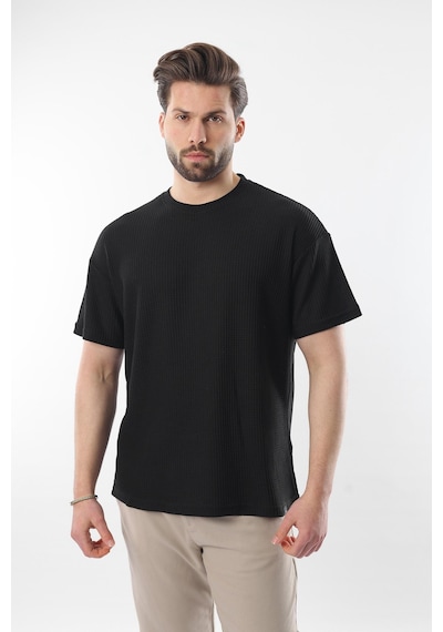 Madmext Siyah Bisiklet Yaka Erkek T-shirt E7127 Siyah