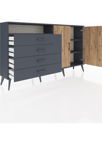 Arges Konsol 3 Raflı 4 Çekmeceli 2 Kapaklı 176x30x99 Antrasit-çam/antrasit Atlas Çam/antrasıt - Antrasıt Arges Konsol 3 Raflı 4 Çekmeceli 2 Kapaklı 176x30x99 Antrasit-çam/antrasit Atlas Çam/antrasıt - Antrasıt