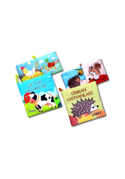 2 Kitap Tox Çiftlik Hayvanları ve Orman Hayvanlar Kumaş Sessiz Kitap