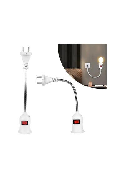 Ledx Dy-112 Prizden E27 Duya Dönüştürücü 26cm Spiralli Anahtarlı Duy