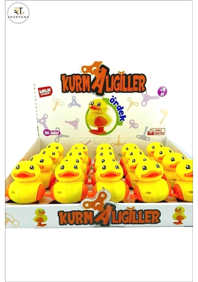 Canlı Renkte Sarı Kurmalı Yürüyen Ördek - Eğlenceli Ve Kendi Kendine Hareket Eden Oyuncak