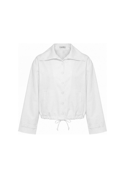 Nauvè Kısa Düğmeli Oversize Trençkot Beyaz