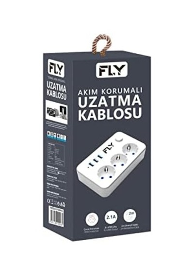 3406 Termal Akım Korumalı, Çocuk Korumalı, 3 X Usb, 2mt Uzatma Kablosu 3nanlü Priz, Beyaz Diğer