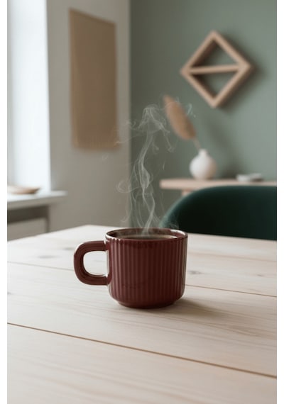 2 Adet El Yapımı 260 Ml Bordo Siyah Parlak Seramik Mug Çay Kahve Kupası Mıt1305 Bordo