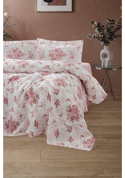 Rosalina %100 Pamuk Tek Kişilik Pike Takımı 160x220 Pembe