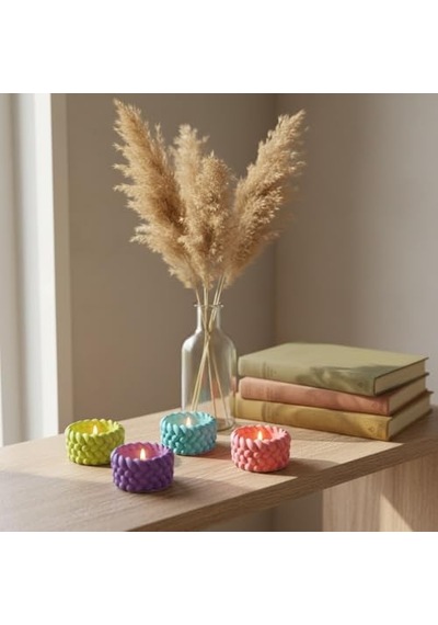 4'lü Renkli Tealight Mumluk Seti Dekoratif Taş Mumluk, Modern Ev Dekoru, Masa & Salon Dekorasyonu İçin Mumluk Se Diğer