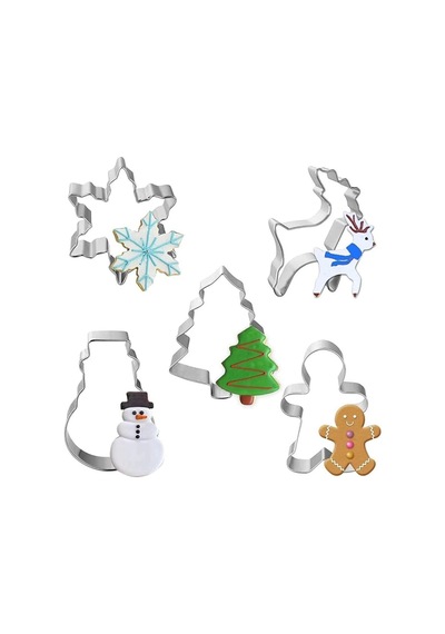 Yılbaşı Silikon Kalıp + Kurabiye Kalıbı Seti Noel Baba Christmas Şeker Hamuru Çikolata Kalıbı Çok Renkli