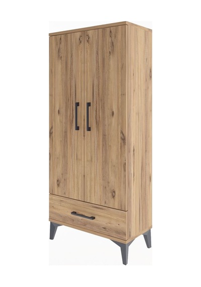 Arges Dolap 3 Raflı Tek Çekmeceli 2 Kapaklı 60x30x134 Çam-çam Çam