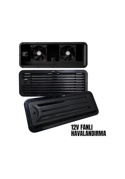 Shuıvan Buzdolabı Havalandırma Menfezi 12v Fanlı Kış Kapaklı 48x18,5cm - Siyah - 12v-2017