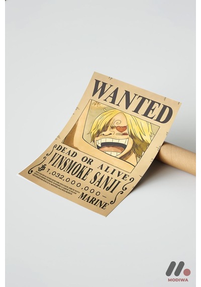 One Piece Vinsmoke Sanji Wanted Poster, Çerçevesiz Yüksek Kalite Duvar Afişi - Anime Severlere Özel