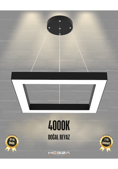 Quattro Siyah Kasa, Doğal Beyaz Işık Modern Sarkıt Led Avize Siyah