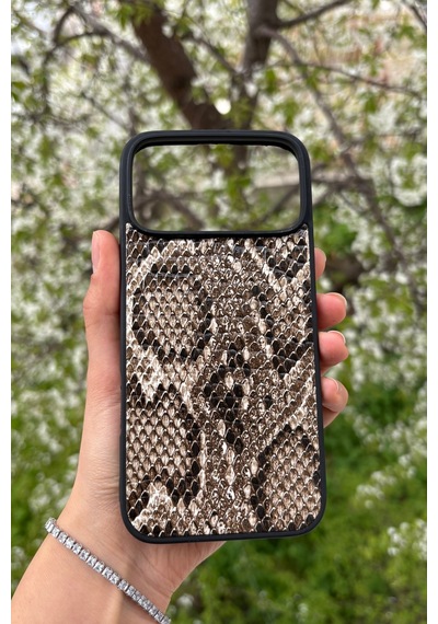 Apple, Uyumlu iPhone 17 Pro Max Yılan Desenli Kabartma Dokulu Kılıf Sarı