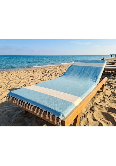 Ludıa %100 Pamuklu Diamond Desenli Mavi/ekru Peştemal Havlu 95x200 Cm Mavi - Ekru