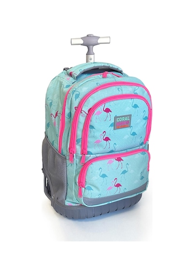 Coral High Kids Flamingo Desenli, Su Yeşili Renkli, İki Kademeli Çekçekli, Sırt Ve Okul Çantası 24022