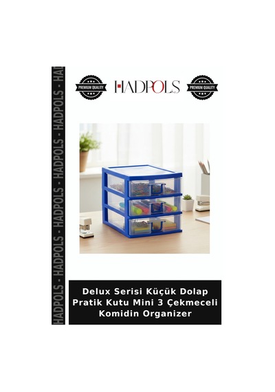 Delux Serisi Küçük Dolap Pratik Kutu Mini 3 Çekmeceli Komidin Organizer Şeffaf