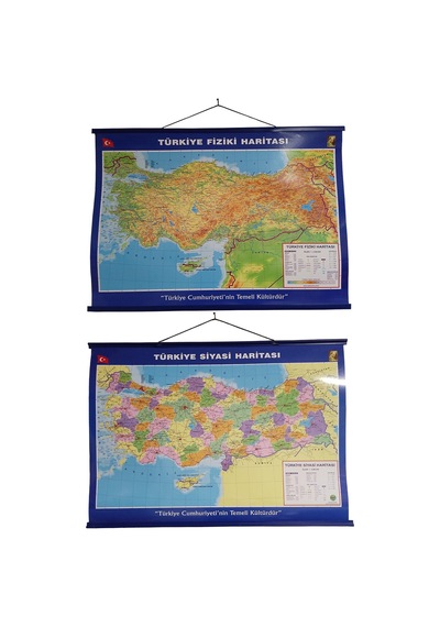 Türkiye Çift Taraflı Siyasi ve Fiziki Haritası 50 x 70 CM