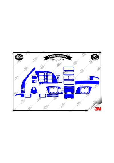 Mercedes Actros 2003 2016 Torpido Konsol Trim Göğüs Maun Kaplama Set 50 Parça Mavi Renk