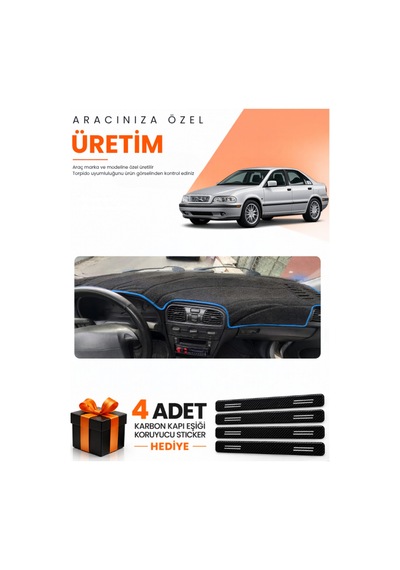 Volvo S40 1996-2002 Uyumlu Torpido Koruma Örtüsü Oto Kılıfı - Siyah Mavi