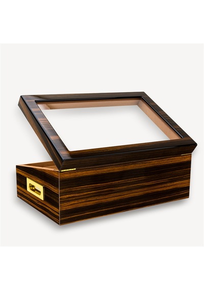 Lubinski Cedar Camlı Tepsili Puro Kutusu Humidor Kahve 100s