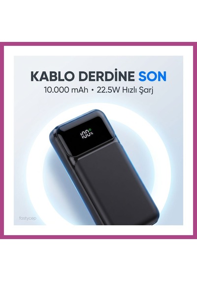 Gees Global 3006 10.000 Mah Hızlı Şarj Led Göstergeli Powerbank 3in1 Dahili Kablolu Powerbank Çoklu Giriş Gbzs Çok Renkli