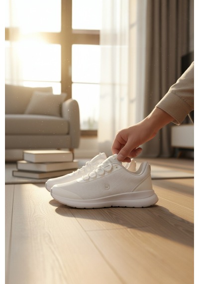 Enoch Erkek Örgü Panelli Esnek Tabanlı Günlük Spor Ayakkabı Sneaker Beyaz
