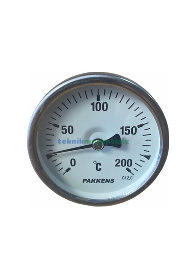 Çap 63 MM 200 Derecec 5 Cm Arkadan Çıkışlı Bi-metal Termometre Pakkens