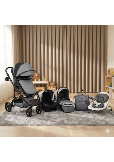 5 Li Set Amortisörlü Bebek Arabası Taşıma Puset Portbebe Bebek Bakım Çantası Sallanır Ana Kucağı